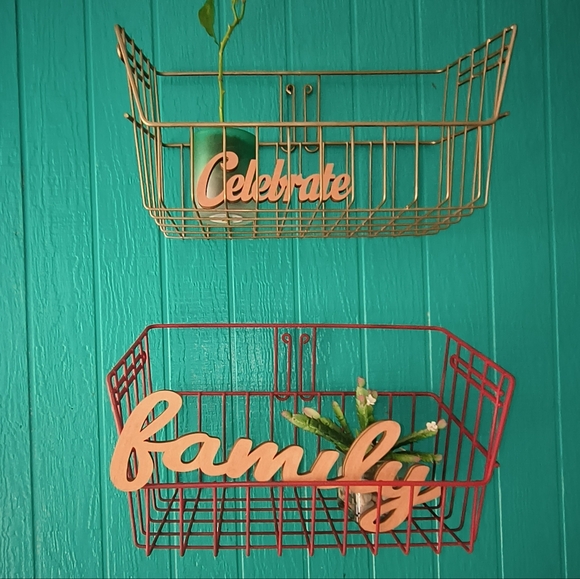 Red Metal Basket Wall Mount - Picture 6 of 16